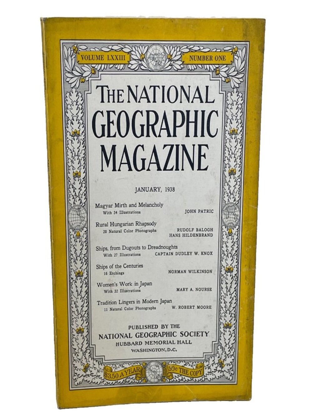 National Geographic Jan 1938 Vol 73 No 1 Hungary Ships Naval History Japan Vinta